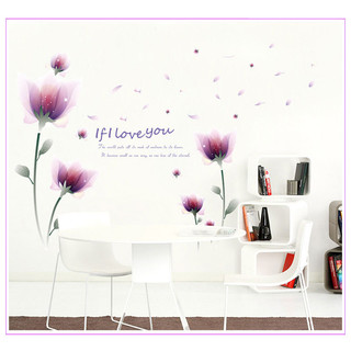 Decal dán tường hoa pha lê tím 3