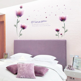 Decal dán tường hoa pha lê tím 3