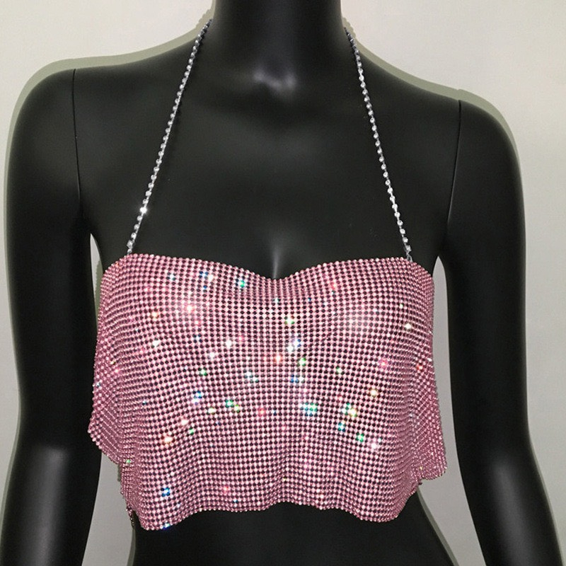ÁO CROPTOP HAI DÂY ĐÍNH ĐÁ PHA LÊ SIÊU SÁNG
