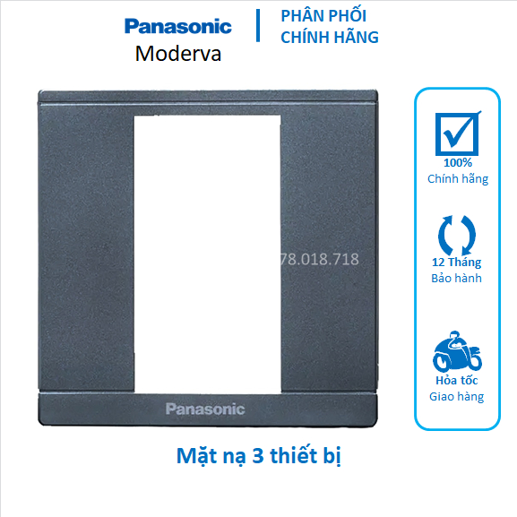 Mặt nạ đơn vuông 3 công tắc ổ cắm Moderva Panasonic màu trắng WMFV7813 vàng ánh kim WMFV7813MYZ xám ánh kim WMFV7813MYH