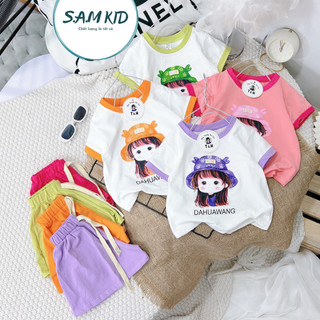  Đồ bộ bé gái quần đùi phối  4 Màu nón cua