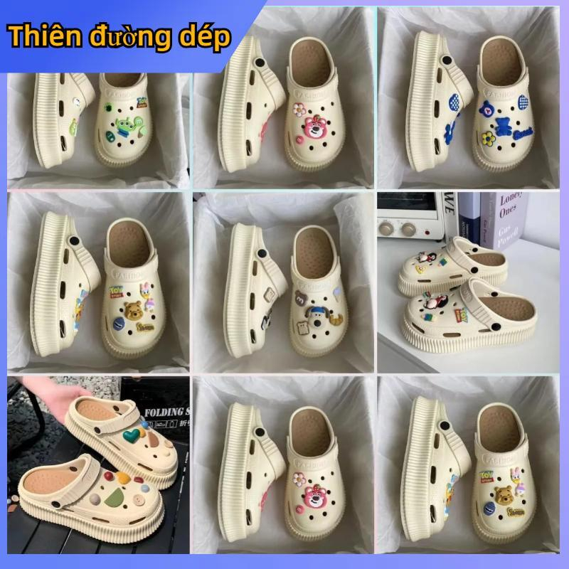 Dép bánh mì nữ, đế dép dày 4.5CM siêu dày, mẫu mới nhất năm 2023, có thể tự do DIY, chất liệu EVA