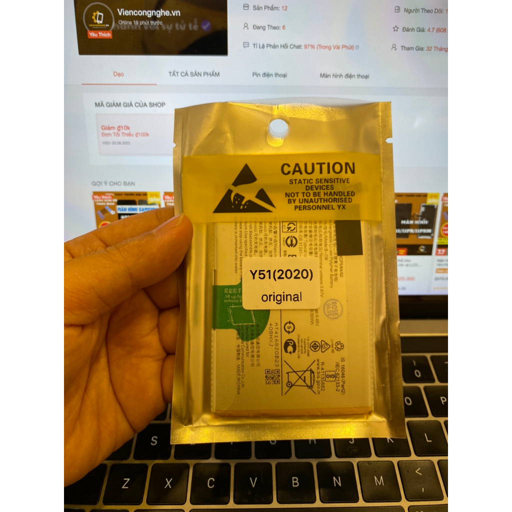 Pin chuẩn Vivo V15 V19 Y11 Y12 Y15 Y91 Y93 Y51 Y19 Y20 Y69 V11 Pin Vivo chuẩn