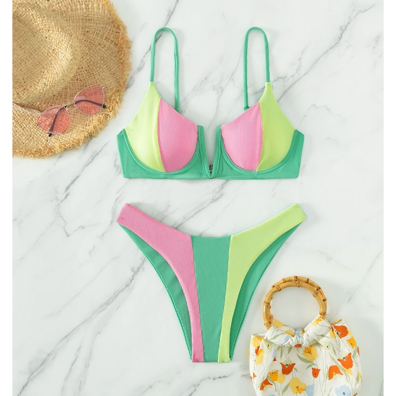 Bikini cúp ngực phối màu dễ thương
