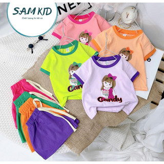  Đồ bộ bé gái quần đùi phối 4 Màu Candy