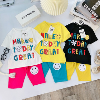 Đồ bộ bé gái SAM kids tay ngắn quần lửng có size đại mặc mùa hè 8-40kg