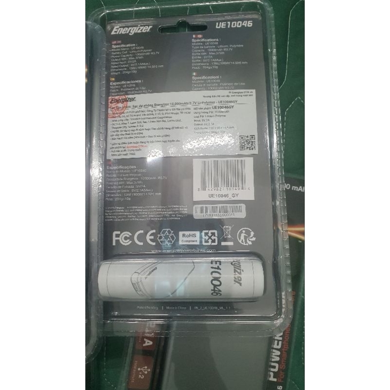 Sạc dự phòng ENERGIZER 10.000 mAh UE10046 UE10053