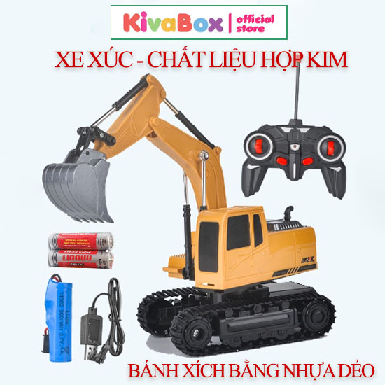 Bộ sản phẩm xe điều khiển từ xa địa hình, xe bus, xe máy xúc, xe container KIVABOX đèn led, chịu mọi va đập tốc độ cao