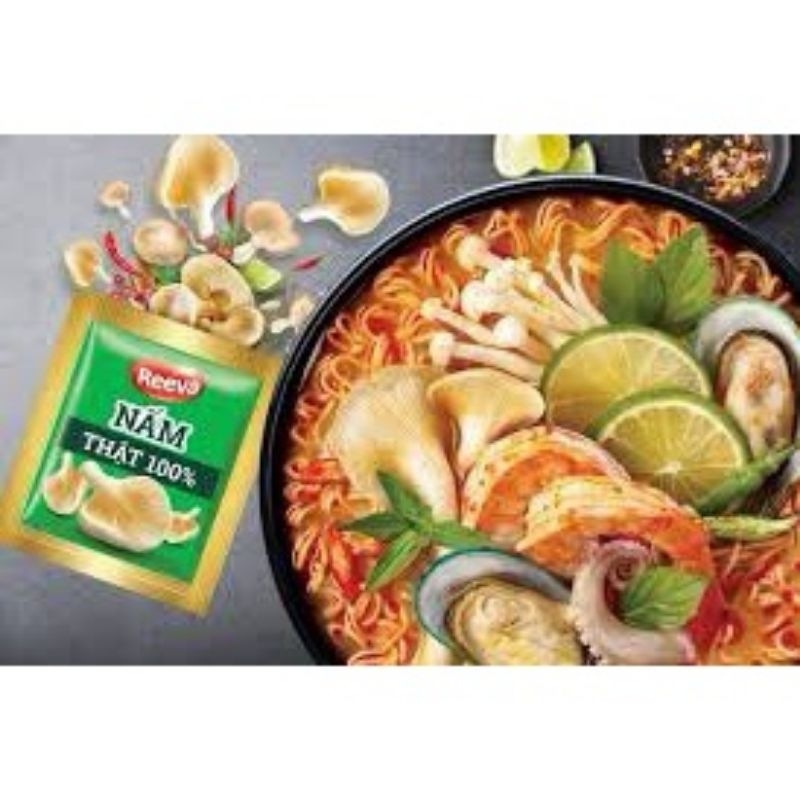 Thùng 30 gói mì Reeva CHAY lẩu nấm chua cay 85g