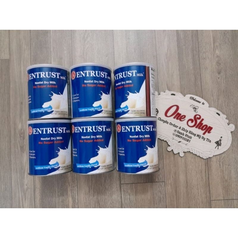 COMBO 3 Lon Sữa Bột Entrust Nonfat Dry Milk Không Đường 400g dành cho người bị tiểu đường của Mỹ