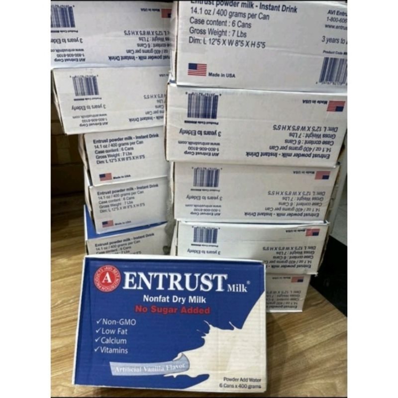 COMBO 3 Lon Sữa Bột Entrust Nonfat Dry Milk Không Đường 400g dành cho người bị tiểu đường của Mỹ