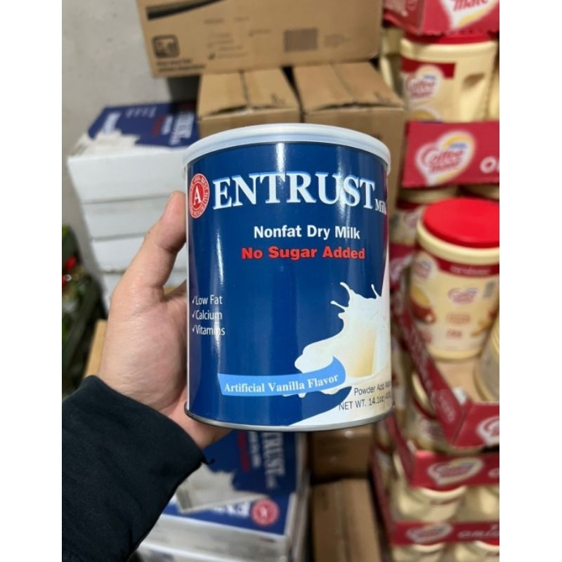 COMBO 3 Lon Sữa Bột Entrust Nonfat Dry Milk Không Đường 400g dành cho người bị tiểu đường của Mỹ