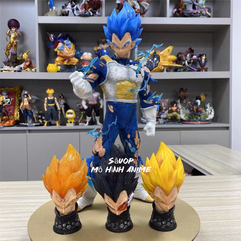 (Mô hình Dragon Ball) Super Saiyan Vegeta GK LX 4 đầu chạm khắc bằng tay cao 45cm siêu đẹp có LED