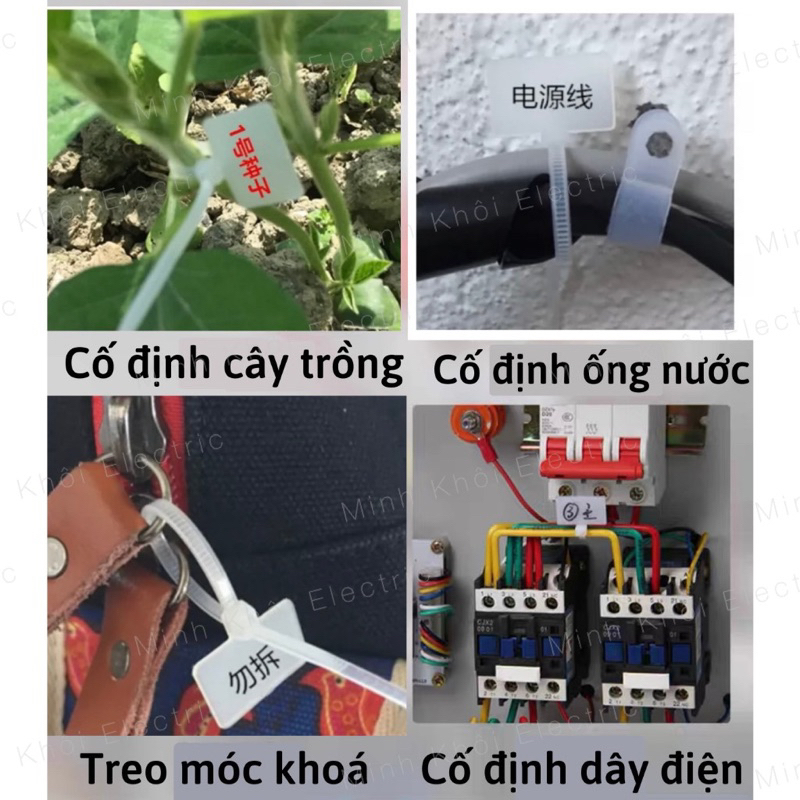 Dây Rút Nhựa Vuông Trắng 100c kích thước 20cm ,dây thít nhựa đánh dấu, lạt thít đánh dấu cáp mạng