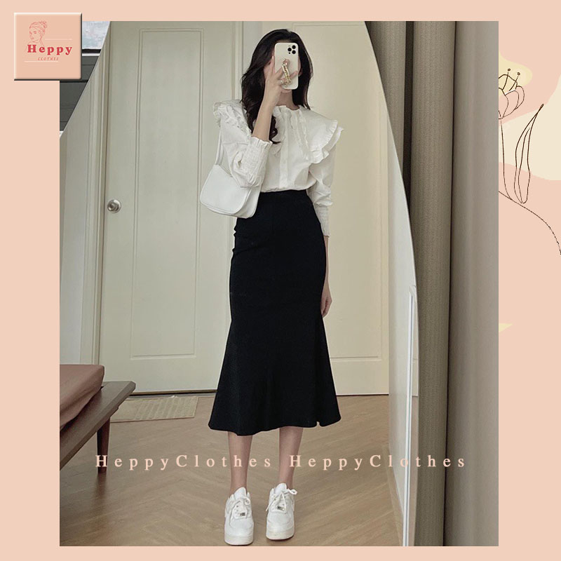 Chân váy đuôi cá thun zip Heppy dáng dài Hàn Quốc _cvduoica_P0K17