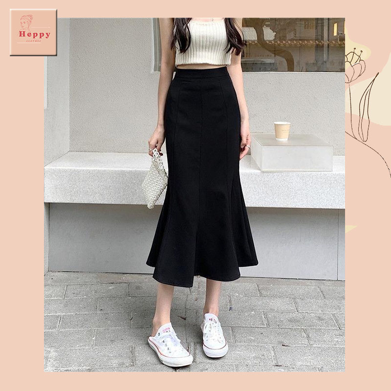 Chân váy đuôi cá thun zip Heppy dáng dài Hàn Quốc _cvduoica_P0K17