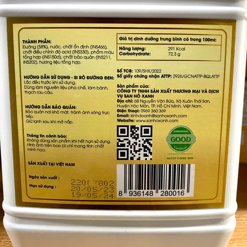 Siro Đường Đen CARISA Can 2L