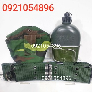 Combo Bình tông bi đông nhựa + Ca Nhôm + Dây đeo