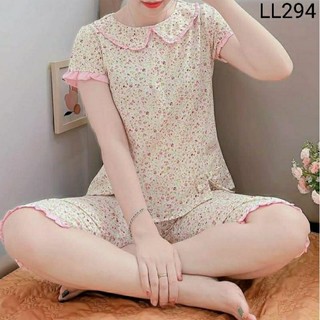 (Bunnysky) Đồ bộ mặc nhà nữ, lửng lụa hoa nhí mềm mát