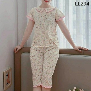 (Bunnysky) Đồ bộ mặc nhà nữ, lửng lụa hoa nhí mềm mát