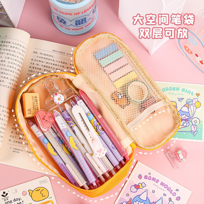 Hộp Bút Vải TOMI Bóp Viết Vải Canvas Sức Chứa Lớn Họa Tiết Dễ Thương 101