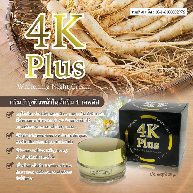 Kem 4K Plus Whitening Day Cream Thái Lan 20g Giảm Nám - Tàn Nhang Mờ Thâm Hiệu Quả