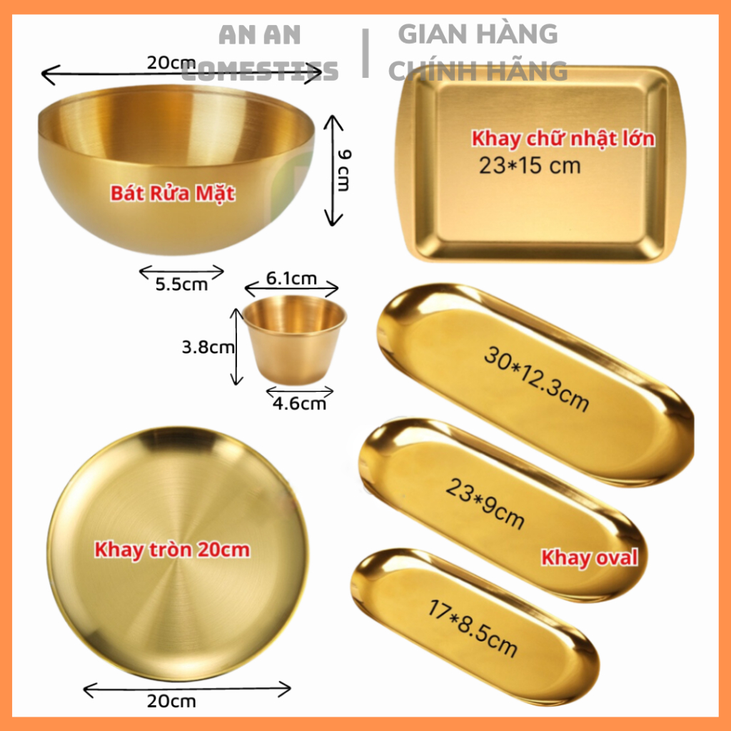 Dụng Cụ Spa: Khay Inox, Chén Inox Mạ Vàng Sang Trọng