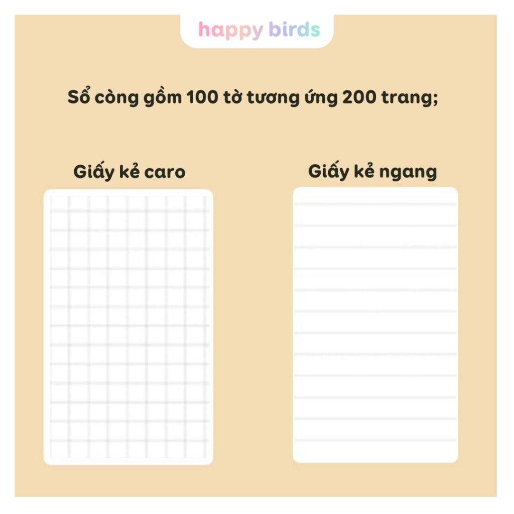 Sổ còng sổ tay 200 trang A6 refill caro kẻ ngang cute sổ lò xo ghi chép bìa binder PVC nhựa dẻo cúc bấm HappyBirds