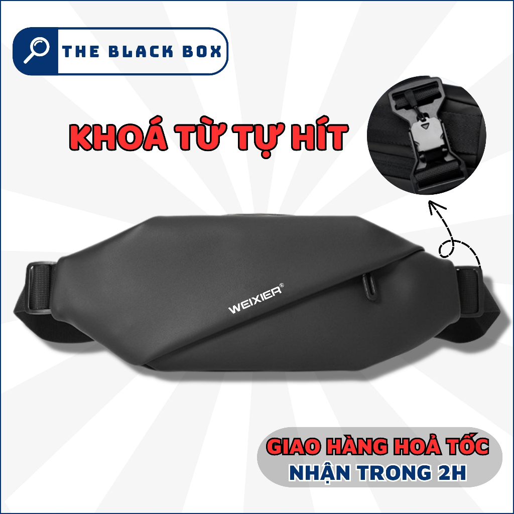 Túi Đeo Chéo Nam WEIXIER WX01 Chống Nước Thể Thao Kích Thước 36x15x5 Cặp Đeo Ngực, Hông Và Bao Tử Đa Năng -The Black Box