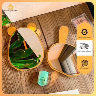 Gương để bàn, Gương trang điểm đế gỗ hình Thỏ, hình Gấu, phong cách Hàn Quốc xinh xắn