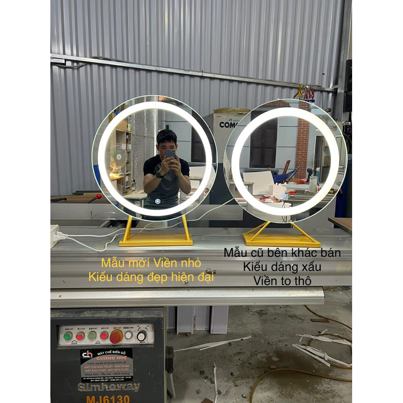 Gương trang điểm để bàn đèn led 3màu ( 𝐇à𝐧𝐠 𝐗ị𝐧 - 𝐆𝐢á 𝐗ưở𝐧𝐠 )