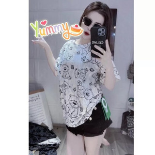 [Rẻ Vô Địch] Áo cotton khô 3158 form rộng tay lỡ dáng giấu quần - Bộ Gấu Xước