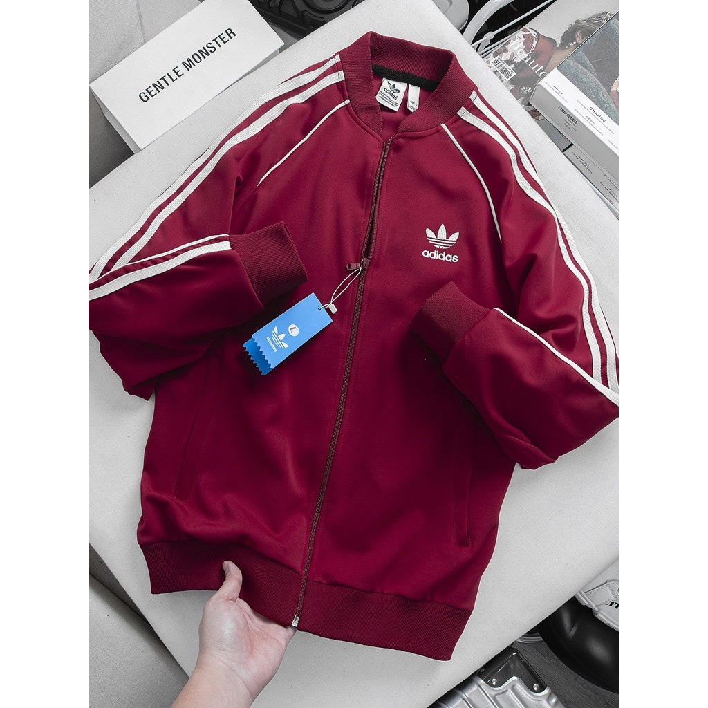 Áo Khoác Bomber Adidas Thể Thao Nam Vải Thun Nỉ Dày Co Giãn Khóa Chống Nước Áo Khoác 3 Sọc