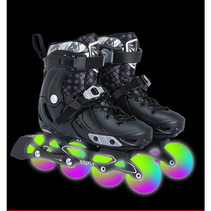 Giày Patin trẻ em người lớn Kingfly W198 ,  bánh cao su, bánh sáng