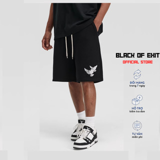Quần Short Đùi Chim Én unisex BLACK OF EXIT Basic nam nữ thể thao oversize Hàn Quốc Ulzzang