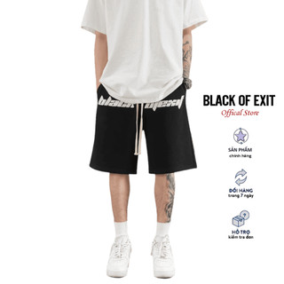 Quần Short Đùi Chữ To unisex BLACK OF EXIT Basic nam nữ thể thao oversize Hàn Quốc Ulzzang