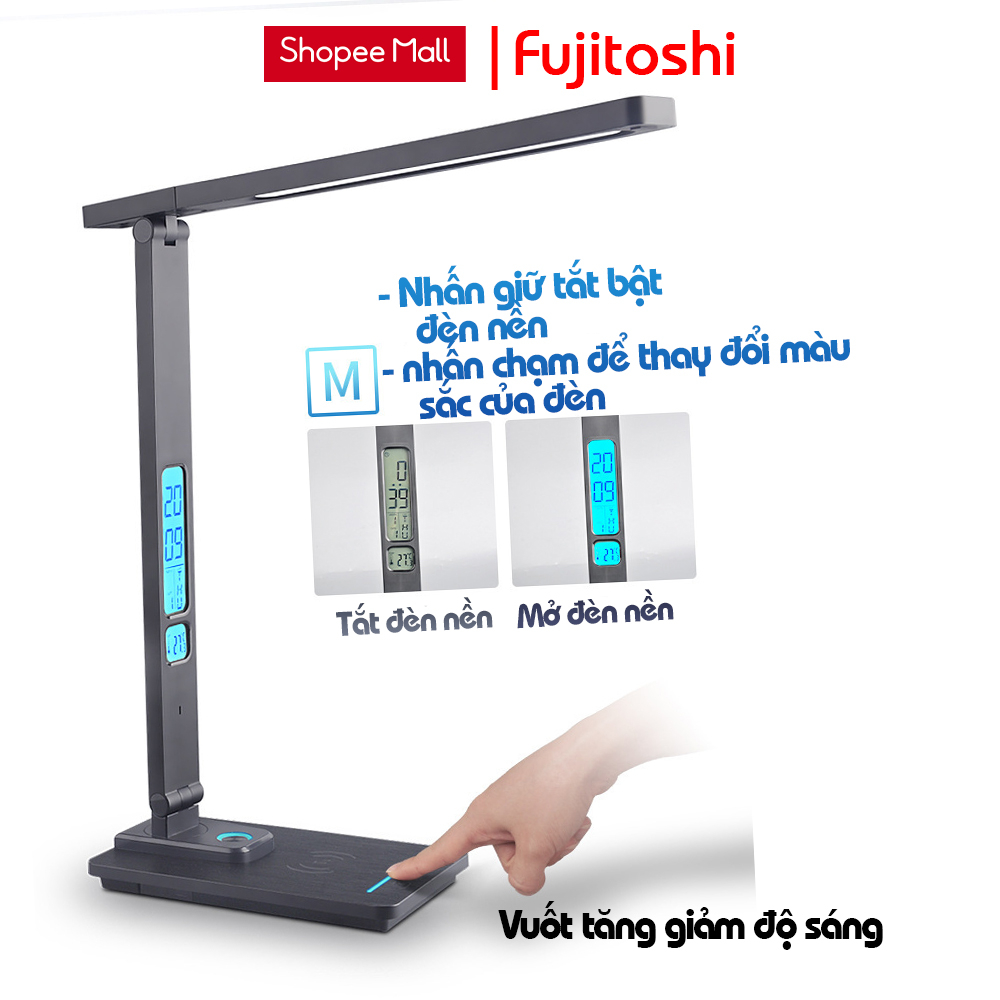 Đèn học cao cấp Fujitoshi Tx223 2 màn hình hiển thị LCD đa thông tin 5 màu ánh sáng 10w chống cận thị