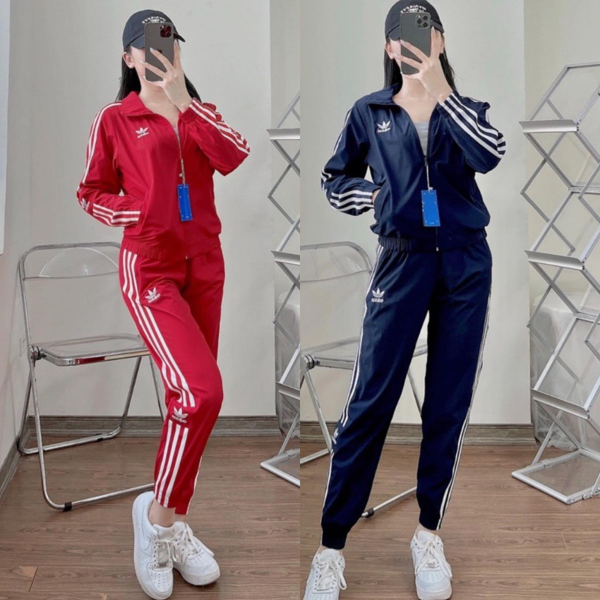 Bộ thể thao Adidas nữ dài tay,set bộ thể thao thu đông, bộ quần áo dài tay bo gấu,vải umi dày mịn - XƯỞNG MAY ANNA