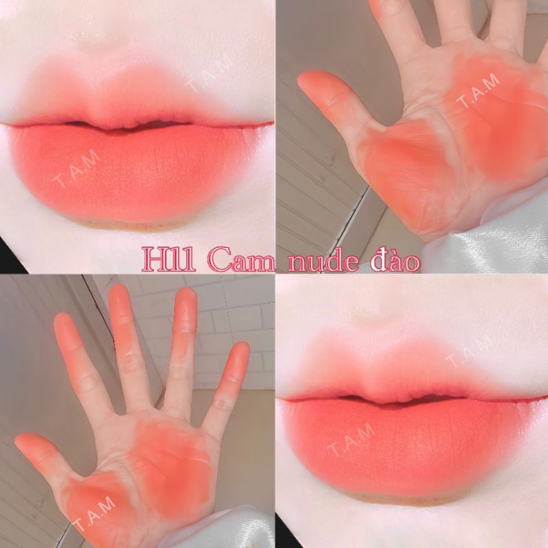 Son môi kem lì màu nude Cam đào H11 Tam comestic siêu lì, mềm mịn, lâu trôi tone cam siêu đẹp