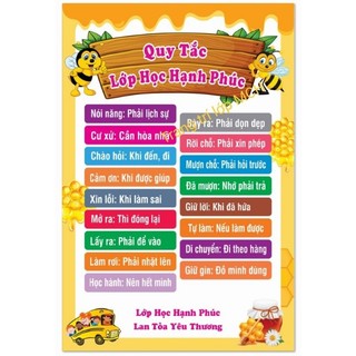 Quy tắc lớp học hạnh phúc. bạt kích thước 80 x 120cm