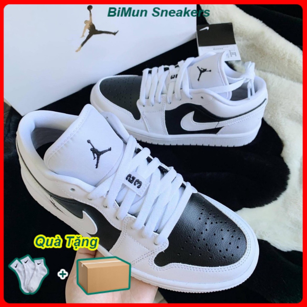 Giày Jordan thể thao cổ thấp trắng pha đen, giày JD 1 Low Trắng đen bản Cao Cấp full phụ kiện
