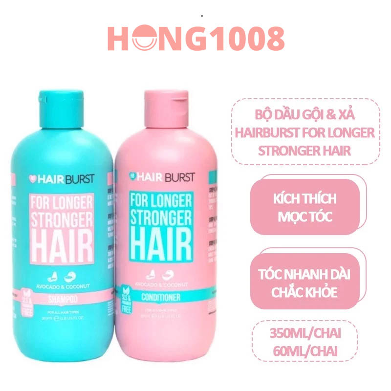 Bộ Dầu Gội HairBurst For Longer Stronger Cải Thiện Rụng Tóc 2 chai 350ml của Anh shop Hong1008