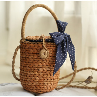 - Giỏ xách mây cói đi picnic, giỏ bắt cá vintage