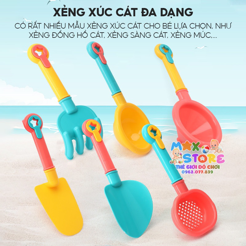Đồ Chơi Xô Xúc Cát Bằng Nhựa 18 Chi Tiết Cho Bé Đi Chơi Biển, Chơi Nhà Tắm, Xúc Hạt Muồng