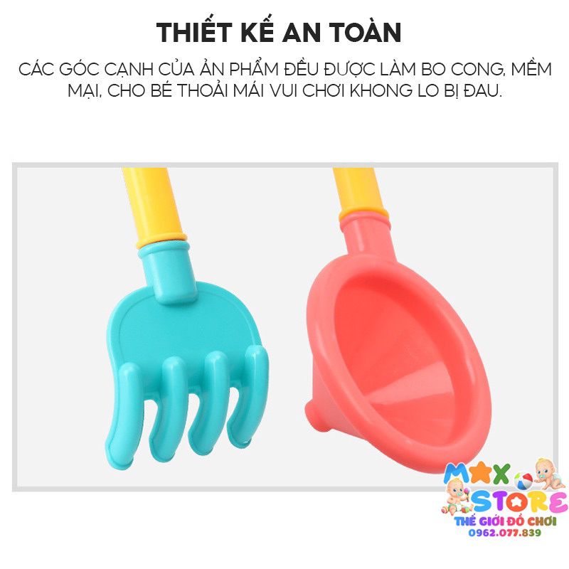 Đồ Chơi Xô Xúc Cát Bằng Nhựa 18 Chi Tiết Cho Bé Đi Chơi Biển, Chơi Nhà Tắm, Xúc Hạt Muồng