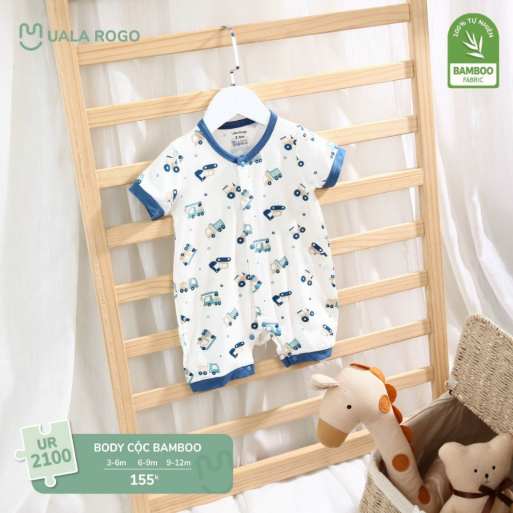 Body cộc tay mùa hè cho bé trai bé gái hãng ularogo chất liệu sợi tre cức mát cho bé