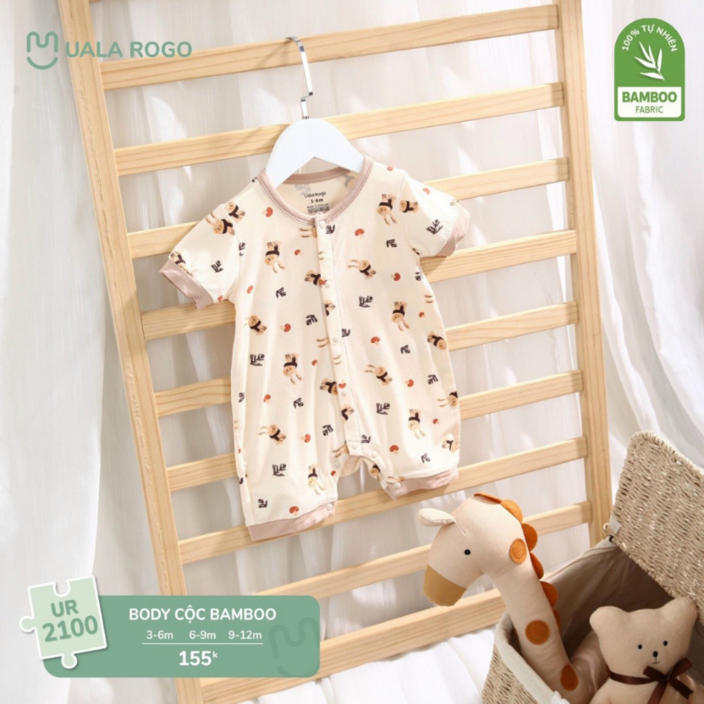 Body cộc tay mùa hè cho bé trai bé gái hãng ularogo chất liệu sợi tre cức mát cho bé