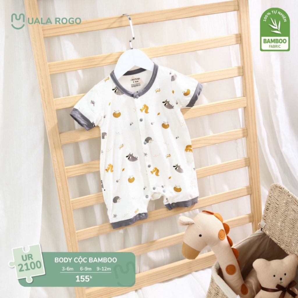 Body cộc tay mùa hè cho bé trai bé gái hãng ularogo chất liệu sợi tre cức mát cho bé