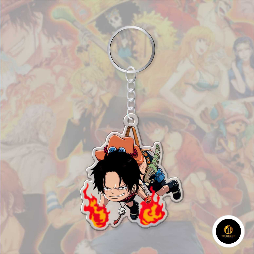 Móc khoá One Piece Luffy Ace Sanji Mica Acrylic Gund Anime in nhân vật chibi trang trí túi xách balo làm quà tặng bạn bè