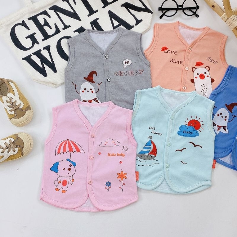 Áo Gile Sơ Sinh Vải Cotton 2 Lớp Cho Bé 3-10kg